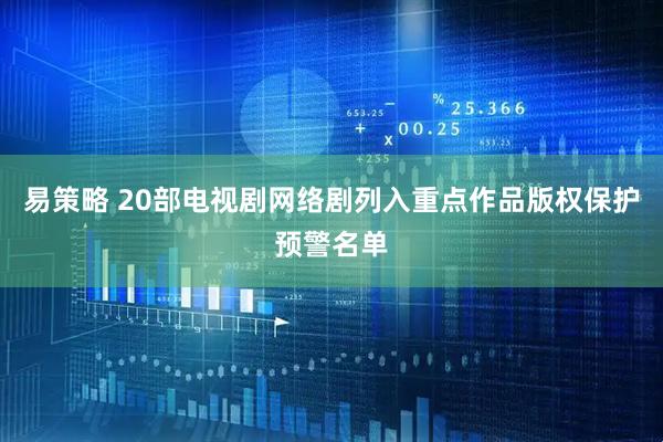 易策略 20部电视剧网络剧列入重点作品版权保护预警名单