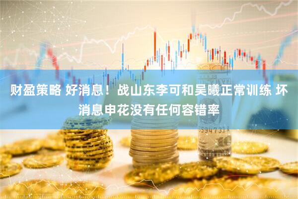 财盈策略 好消息！战山东李可和吴曦正常训练 坏消息申花没有任何容错率