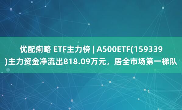 优配痢略 ETF主力榜 | A500ETF(159339)主力资金净流出818.09万元，居全市场第一梯队